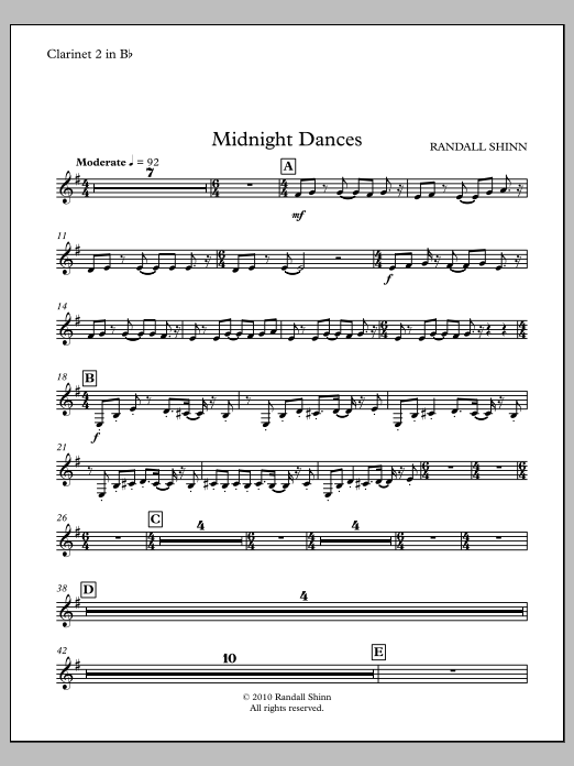 Midnight Dances for orchestra - Clarinet