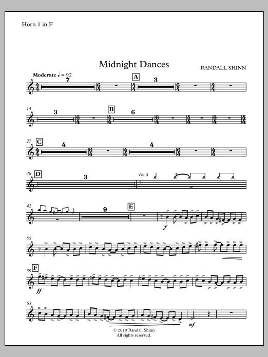 Midnight Dances for orchestra - F Horn