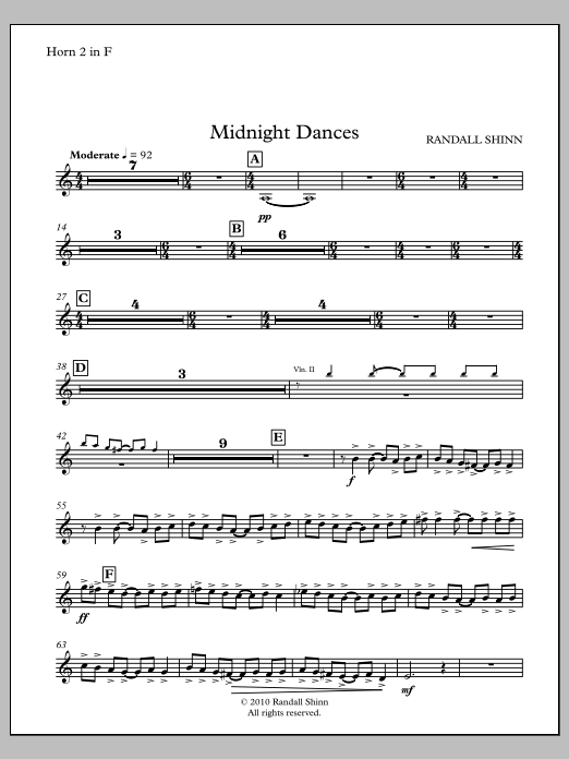 Midnight Dances for orchestra - F Horn