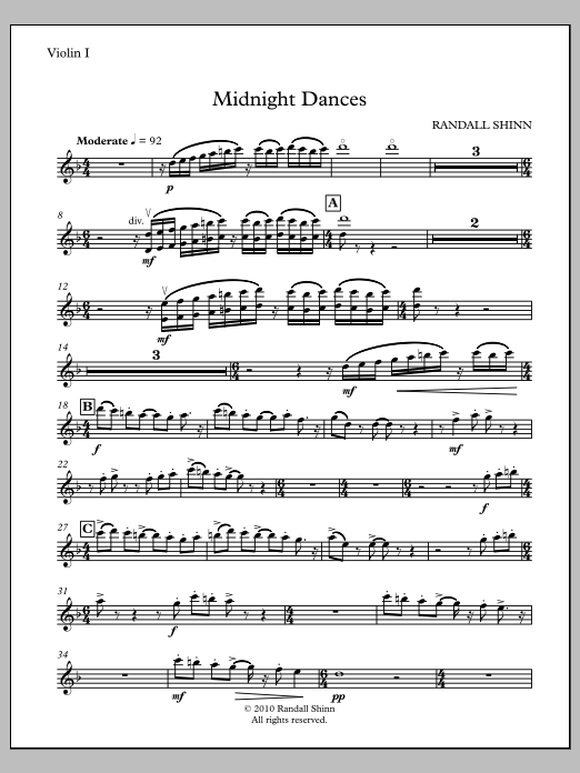Midnight Dances for orchestra - Violin