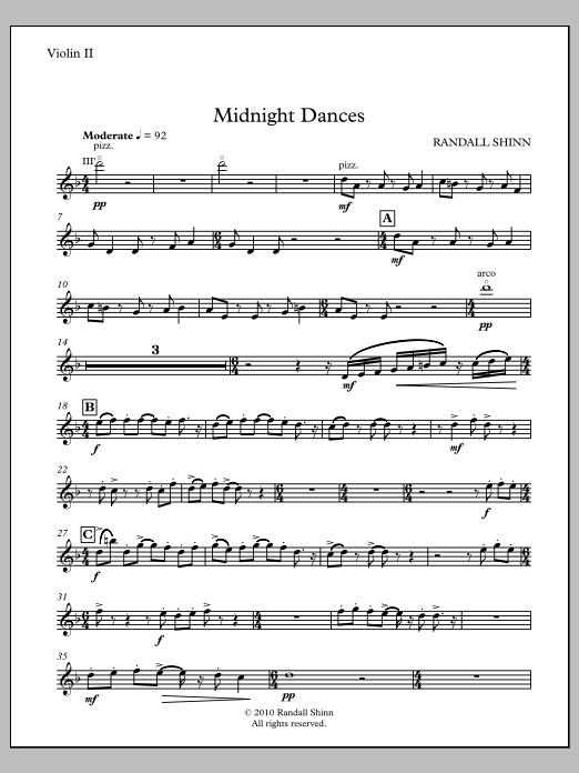 Midnight Dances for orchestra - Violin