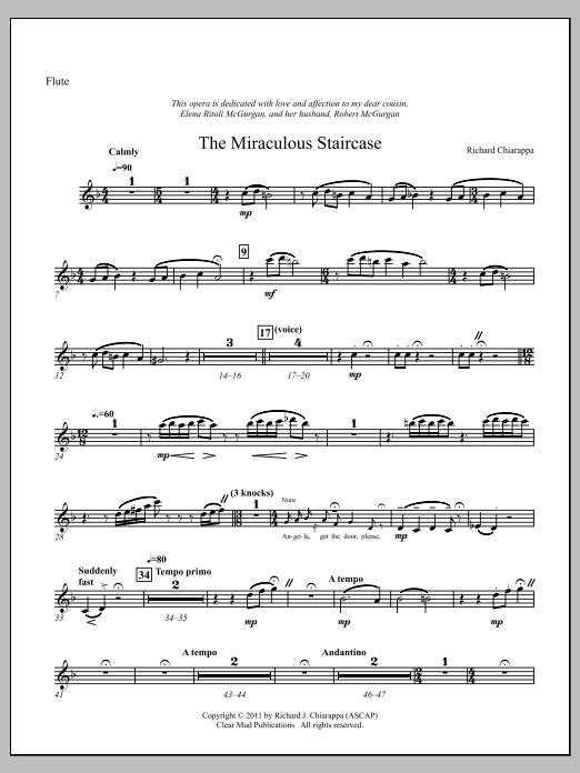 The Miraculous Staircase - an opera in one act - Flute