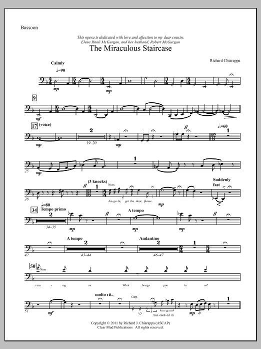 The Miraculous Staircase - an opera in one act - Bassoon