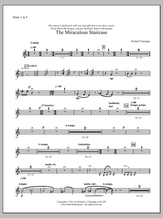 The Miraculous Staircase - an opera in one act - F Horn