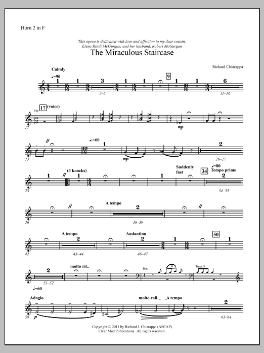 The Miraculous Staircase - an opera in one act - F Horn