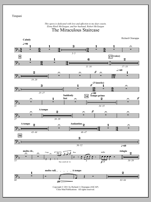 The Miraculous Staircase - an opera in one act - Timpani