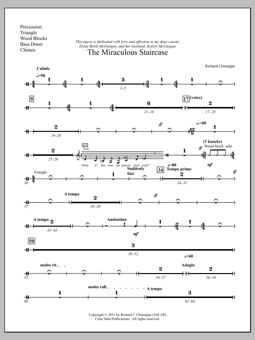 The Miraculous Staircase - an opera in one act - Percussion