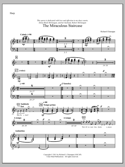The Miraculous Staircase - an opera in one act - Harp