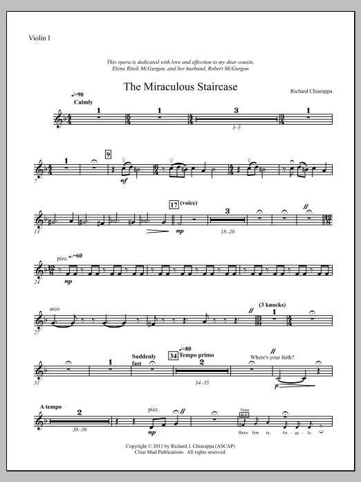 The Miraculous Staircase - an opera in one act - Violin