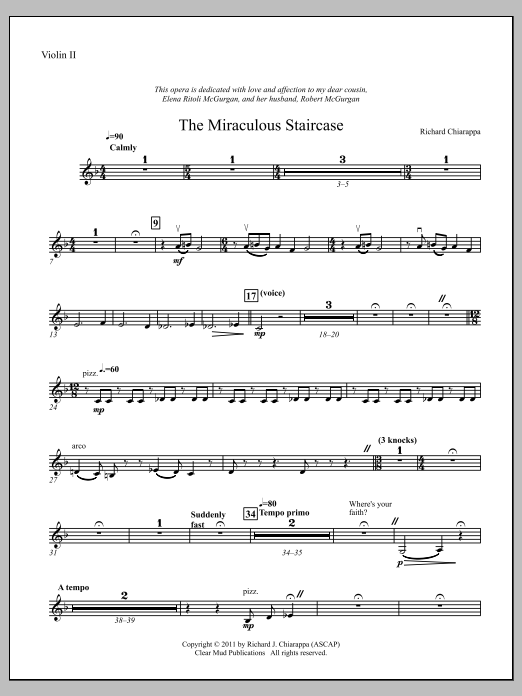 The Miraculous Staircase - an opera in one act - Violin