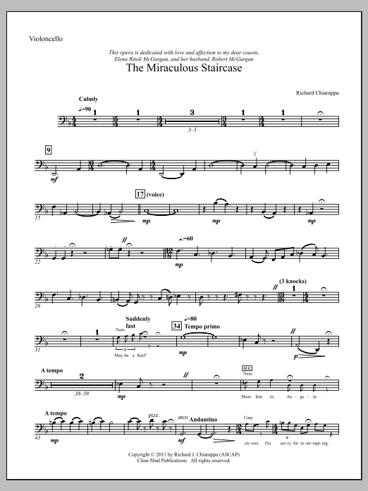 The Miraculous Staircase - an opera in one act - Violoncello