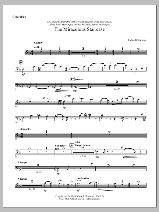 The Miraculous Staircase - an opera in one act - Contrabass