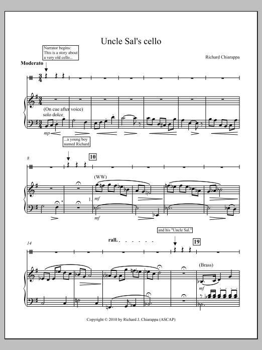 Uncle Sal's Cello (for narrator and orchestra) - Full Score