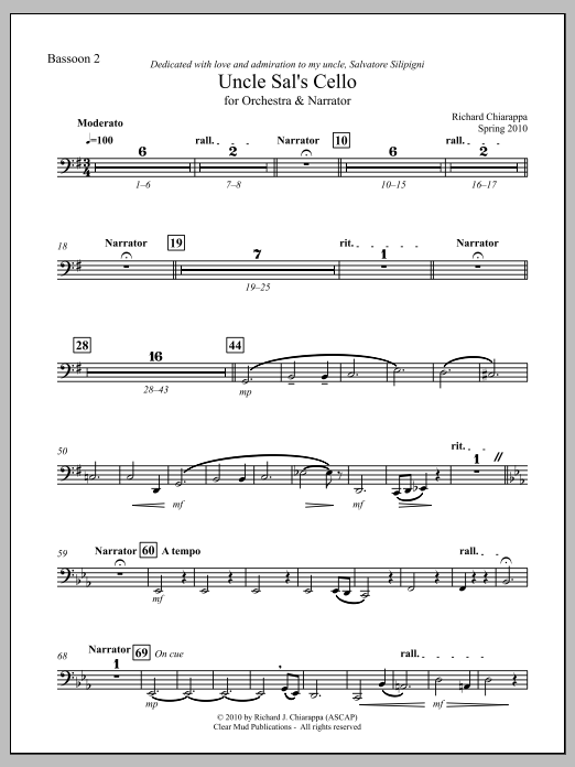 Uncle Sal's Cello (for narrator and orchestra) - Bassoon