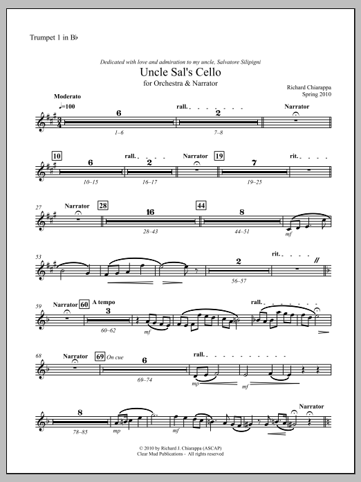 Uncle Sal's Cello (for narrator and orchestra) - Trumpet