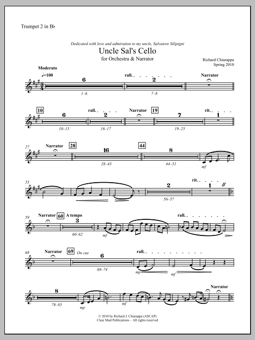 Uncle Sal's Cello (for narrator and orchestra) - Trumpet