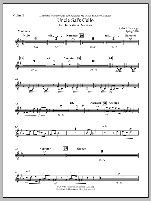 Uncle Sal's Cello (for narrator and orchestra) - Violin