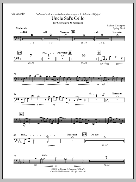 Uncle Sal's Cello (for narrator and orchestra) - Violoncello