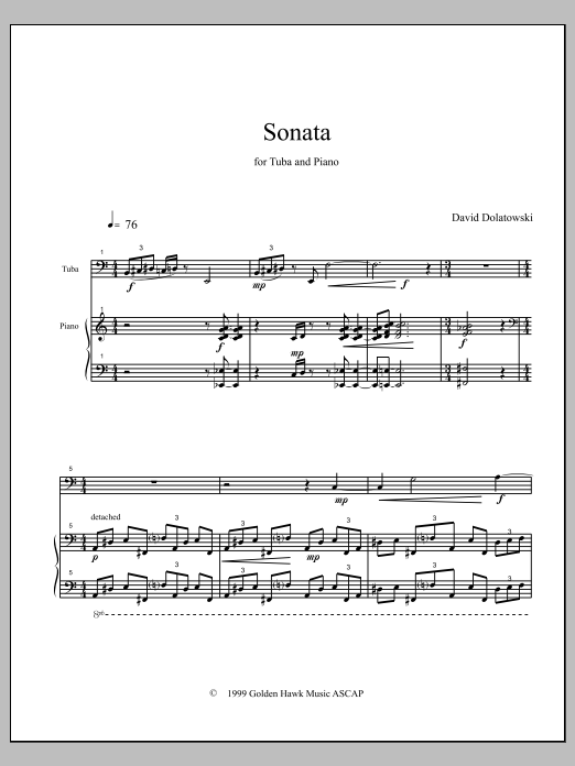 Sonata for Tuba and Piano - Full Score