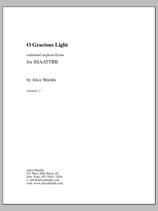 O Gracious Light: Choral Octavo