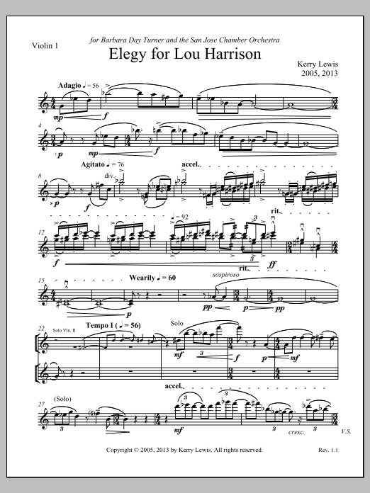 Elegy for Lou Harrison - Violin