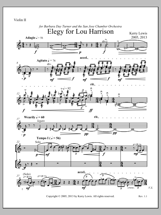 Elegy for Lou Harrison - Violin