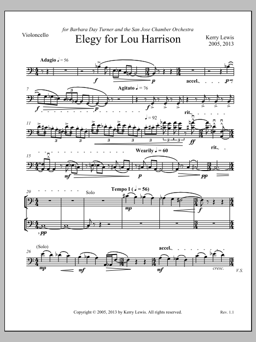 Elegy for Lou Harrison - Violoncello