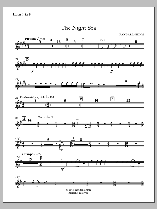 The Night Sea for orchestra - F Horn