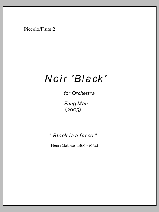 NOIR for Orchestra - Flute/Piccolo