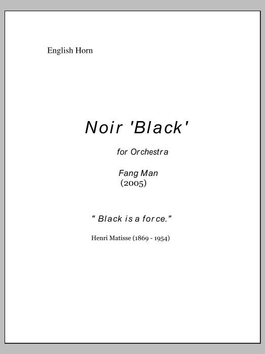 NOIR for Orchestra - Oboe/English Horn