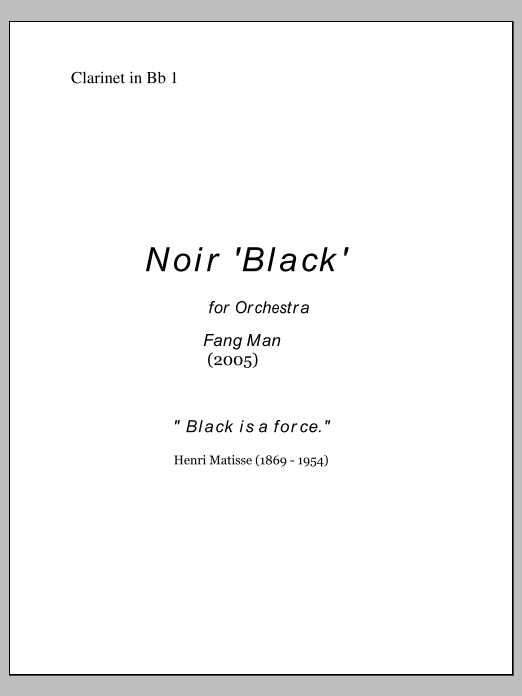 NOIR for Orchestra - Clarinet