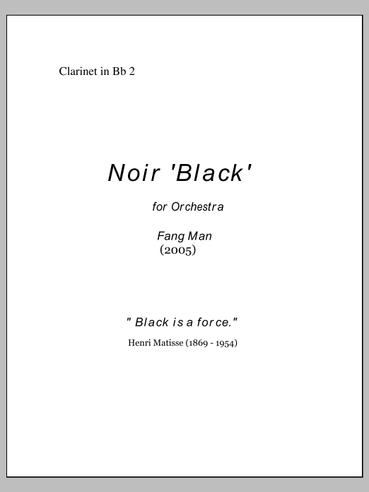 NOIR for Orchestra - Bass Clarinet