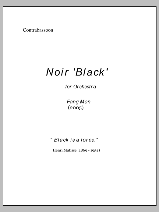 NOIR for Orchestra - Contra Bassoon