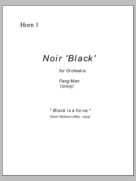 NOIR for Orchestra - F Horn