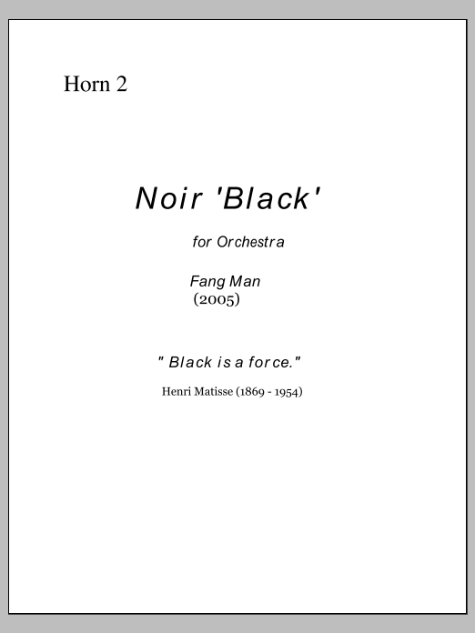NOIR for Orchestra - F Horn