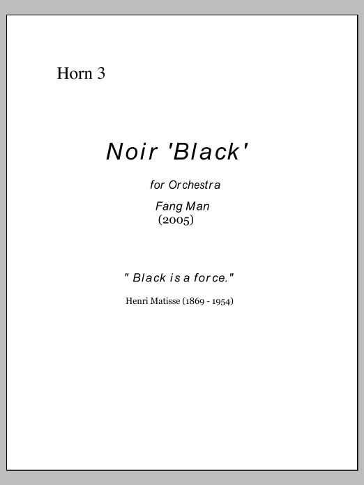 NOIR for Orchestra - F Horn