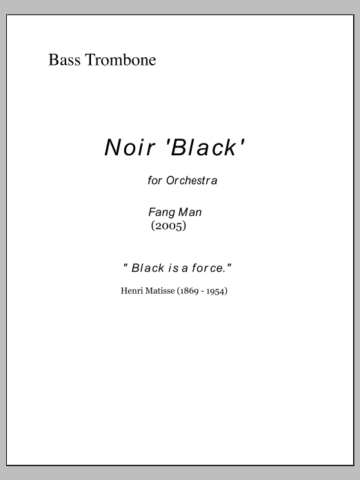 NOIR for Orchestra - Trombone