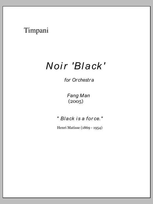 NOIR for Orchestra - Timpani