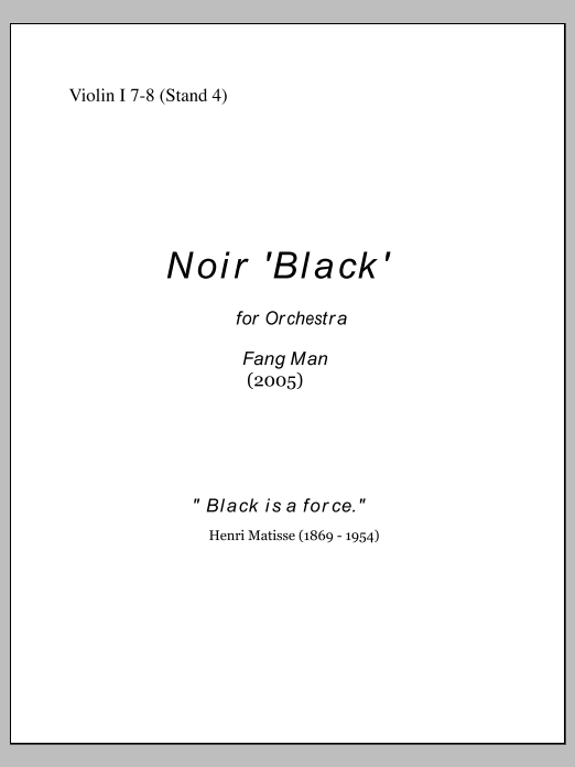 NOIR for Orchestra - Violin