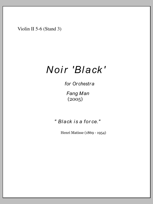 NOIR for Orchestra - Violin