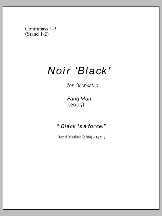 NOIR for Orchestra - Contrabass
