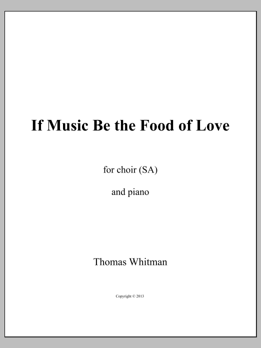 If Music Be the Food of Love: Choral Octavo
