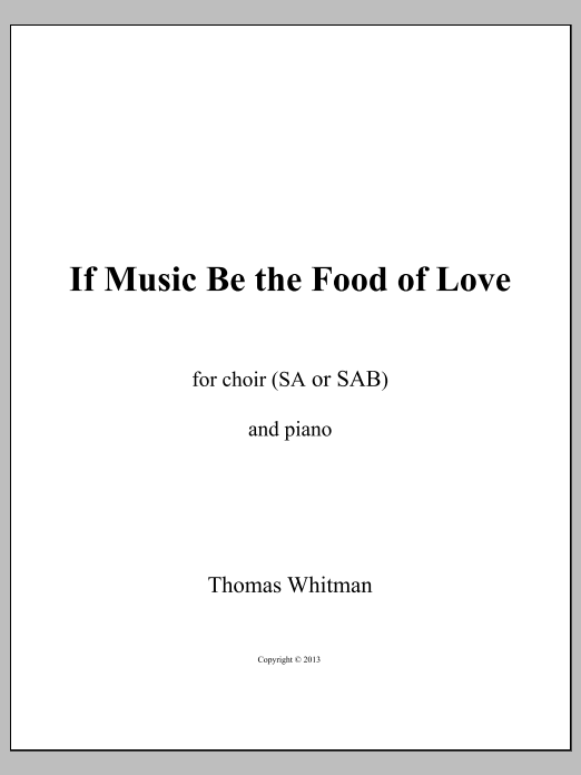 If Music be the Food of Love (SAB): Choral Octavo