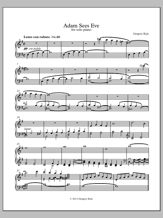 Adam Sees Eve: Piano Solo