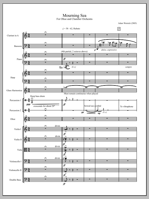 Mourning Sea: String Orchestra Conductor Score & Parts