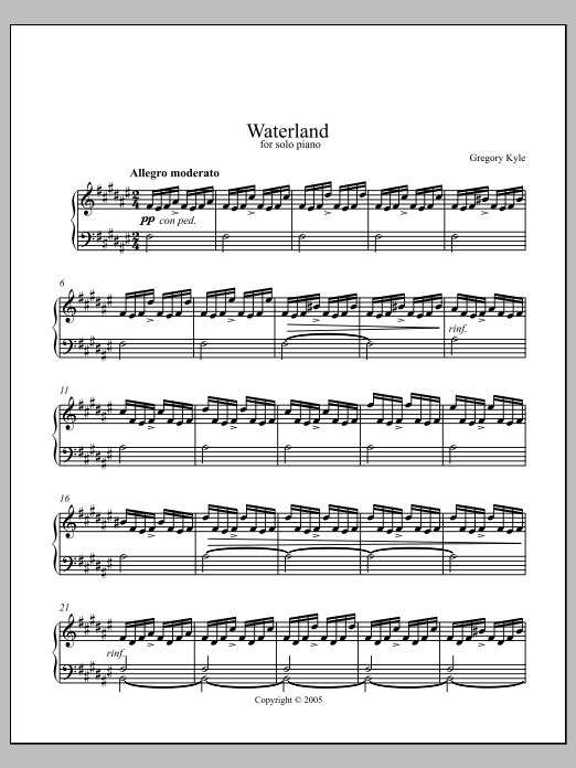 Waterland: Piano Solo