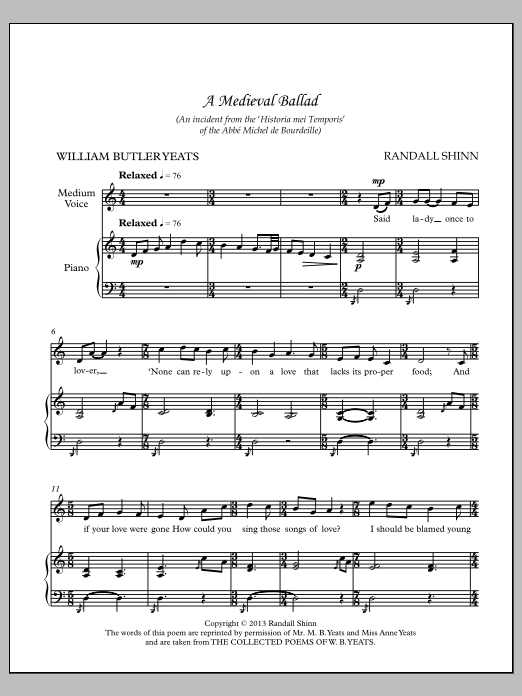 A Medieval Ballad (for Medium Voice): Piano Vocal