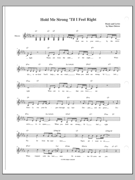 Hold Me Strong Til I Feel Right: Piano Vocal
