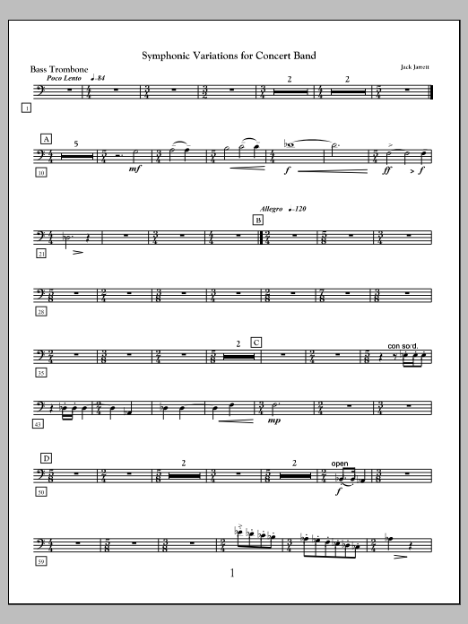 Symphonic Variations for Concert Band - Trombone