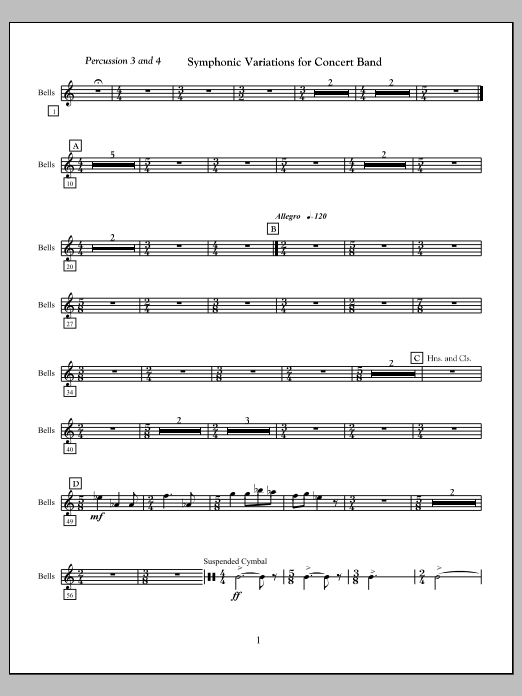 Symphonic Variations for Concert Band - Percussion